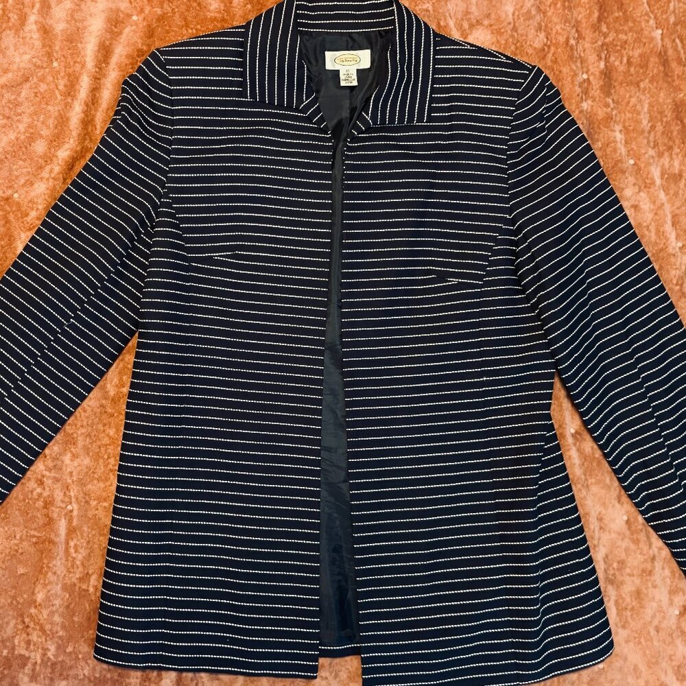 Talbots Navy and White Striped Jacket SZ10